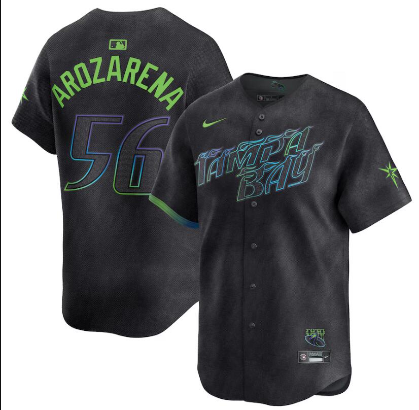 MenTampa Bay Rays #56 Randy Arozarena Nike MLB Limited City Connect Black 2024 Jersey->women mlb jersey->Women Jersey